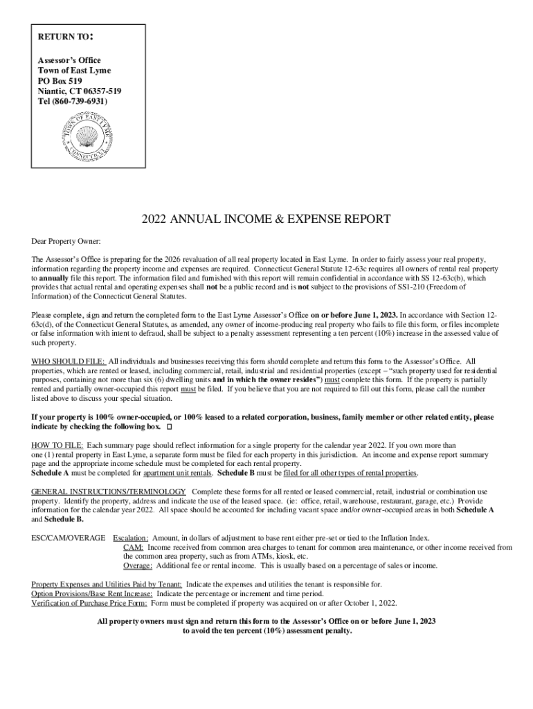 Fillable Online Assessor Tax Benefit Programs Town of East Lyme Fax