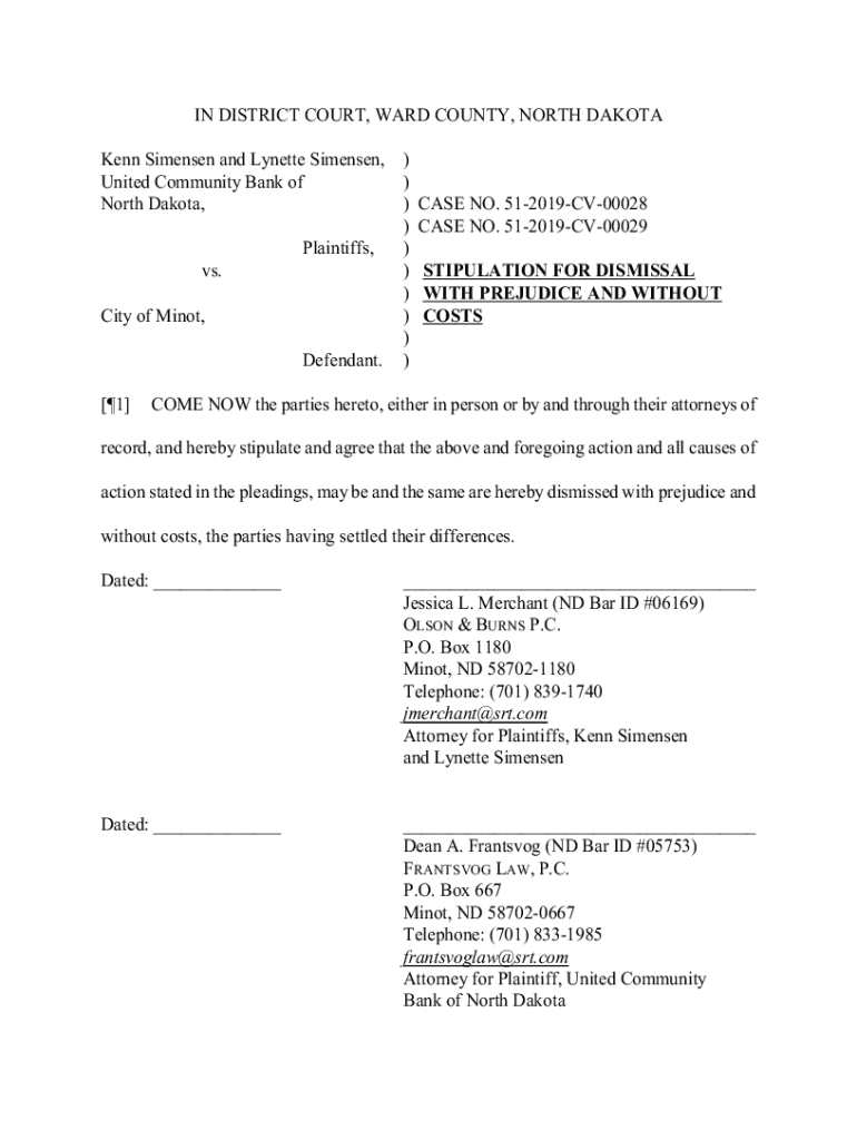 Fillable Online IN DISTRICT COURT, WARD COUNTY, NORTH DAKOTA Kenn Fax Email Print pdfFiller