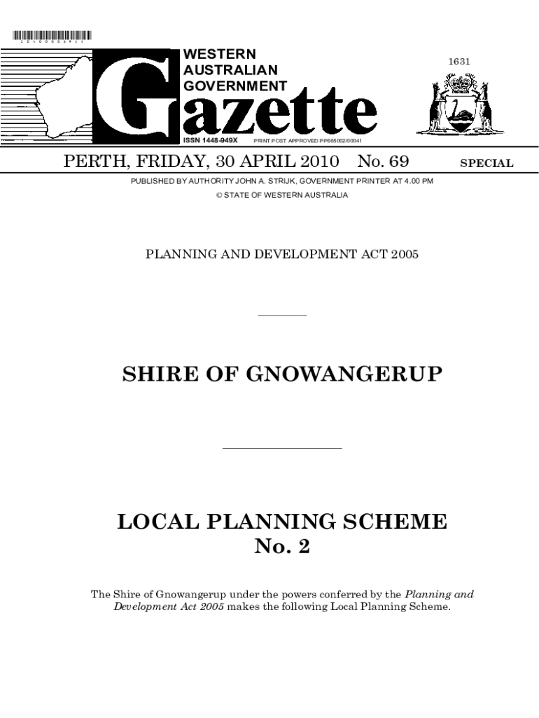 Fillable Online The Shire of Gnowangerup under the powers conferred by