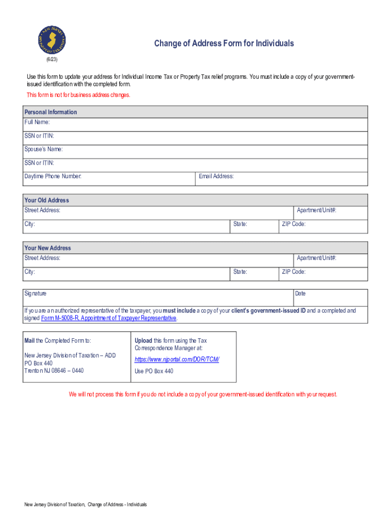 Fillable Online Change of Address Form for Individuals. Change of