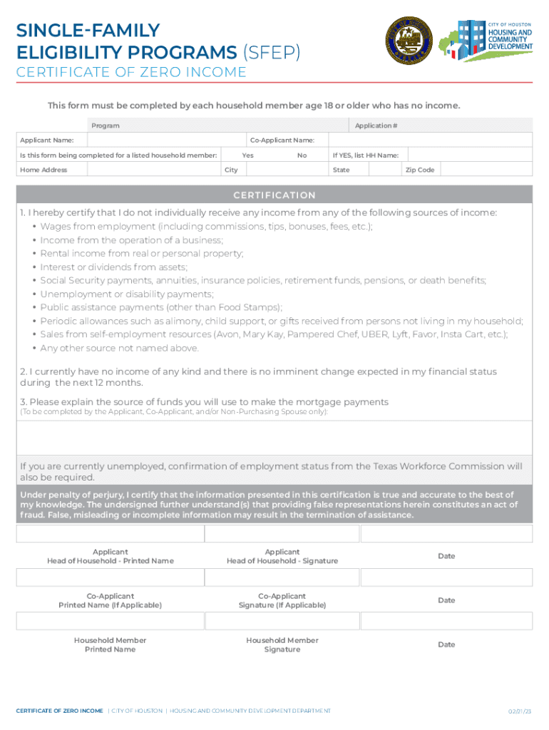 Fillable Online West Allis Housing Authority CERTIFICATION OF ZERO