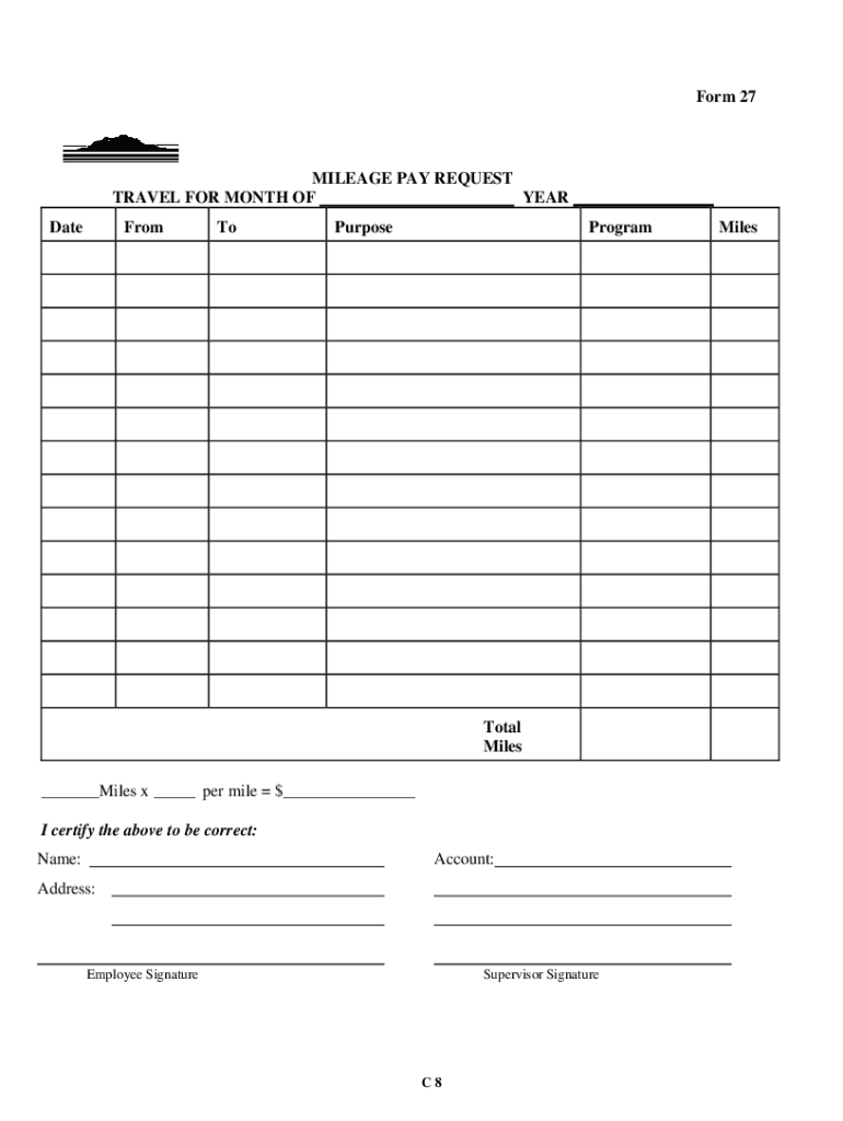Fillable Online H4AM VOLUNTEER MILEAGE REIMBURSEMENT FORM Fax