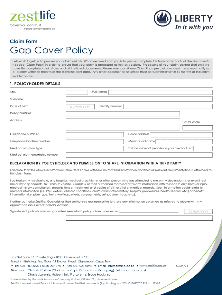 Fillable Online GapCoverClaimForm2022editable.pdf Fax Email Print
