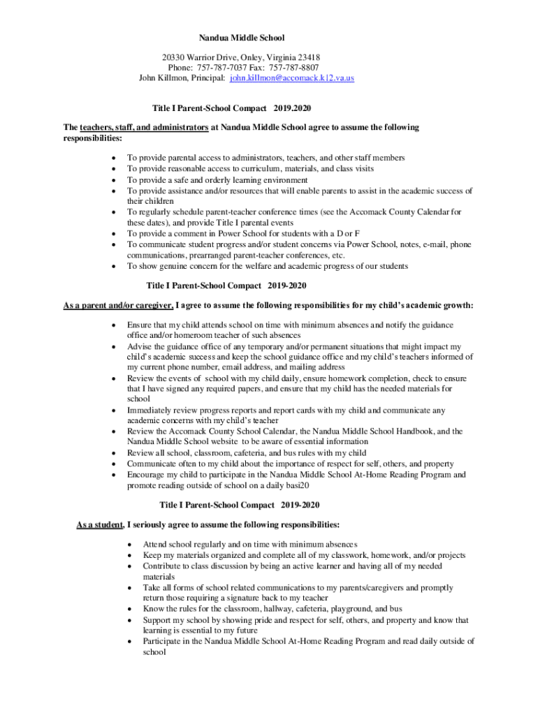 Fillable Online nms k12 va Staff Nandua High School