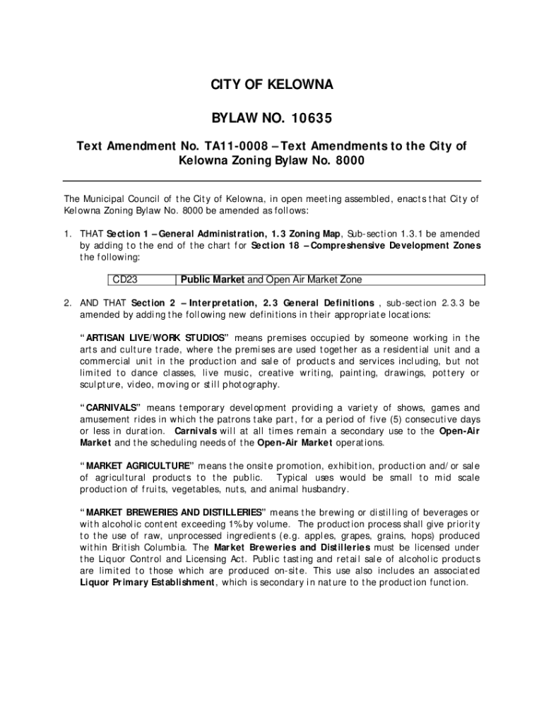 Fillable Online apps kelowna Text Amendments to the City of Kelowna