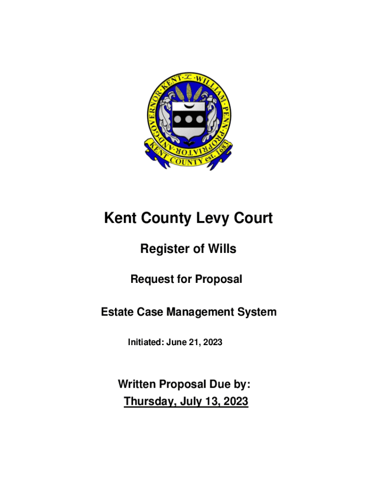 Fillable Online co kent de Forms Register of Wills Kent County Levy