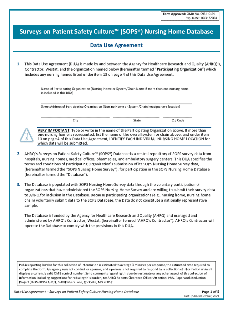 Fillable Online nursing home survey on patient safety culture user's