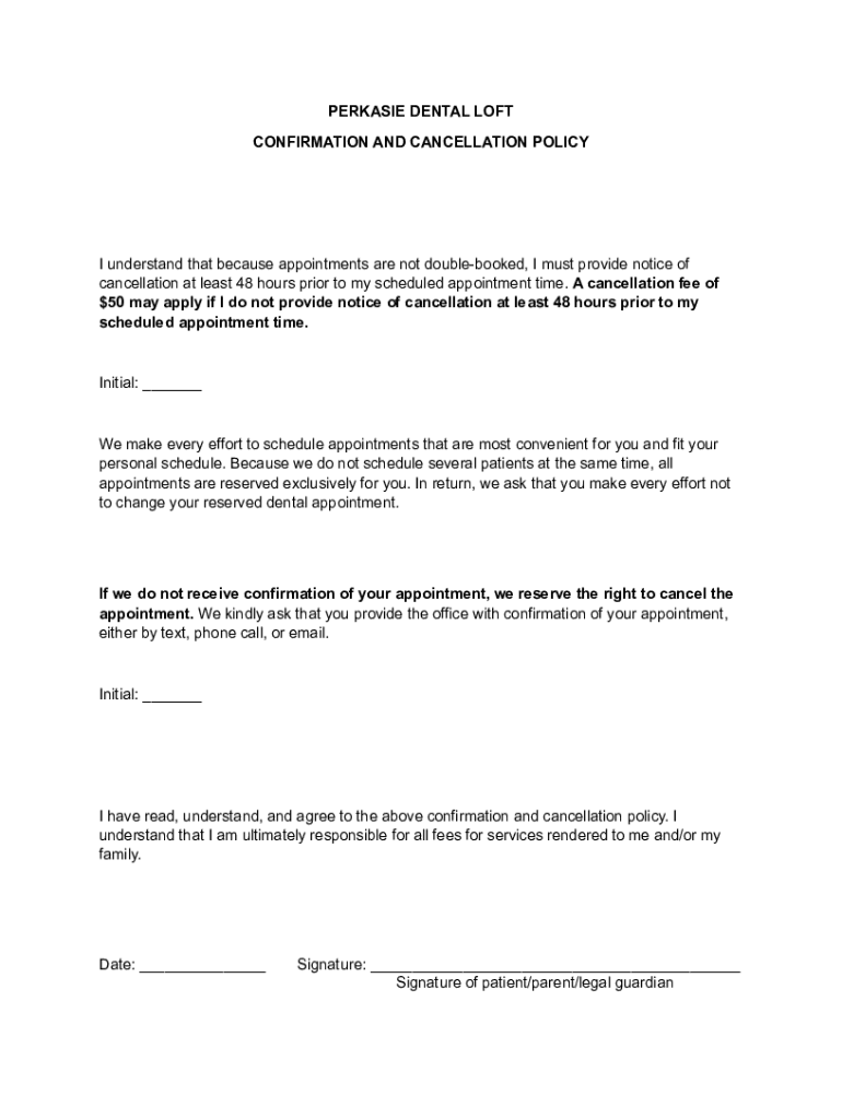 Fillable Online confirmation and cancellation policy Fax Email Print