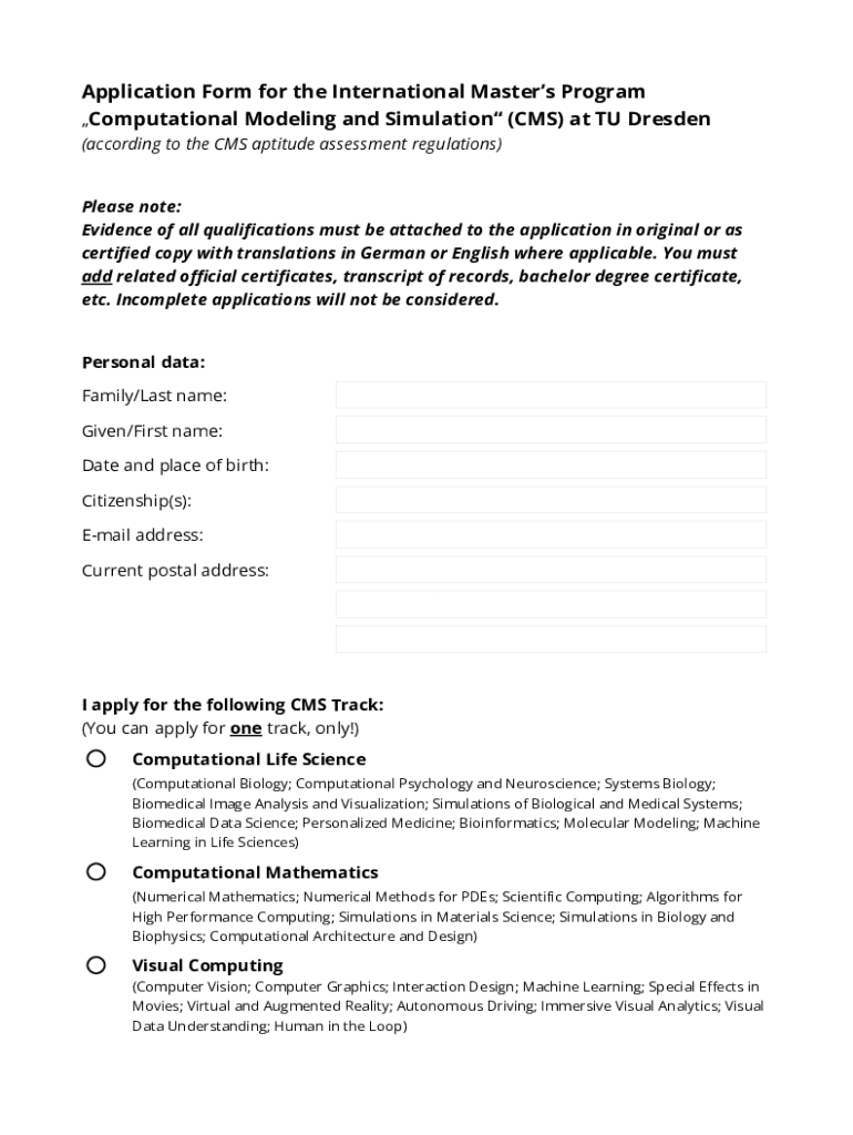 Fillable Online Application Form for the International Master's Program