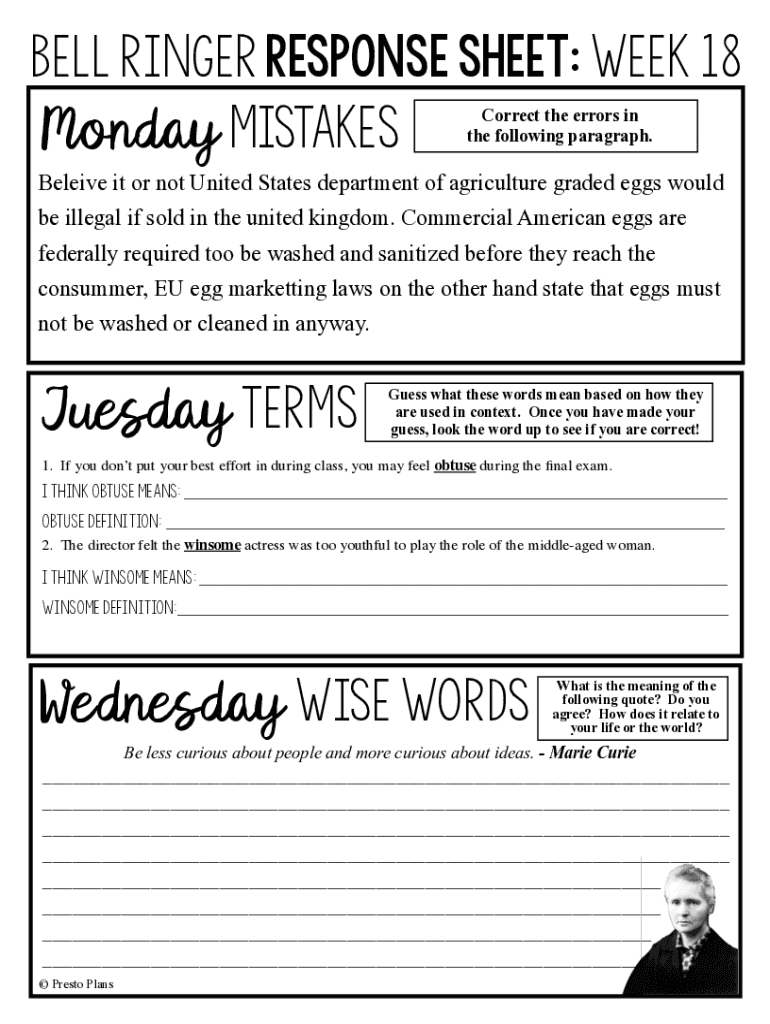 Fillable Online blogs 4j lane Do Now for English.pdf Bell Ringer