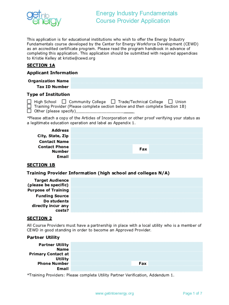 Fillable Online Energy Industry Fundamentals Certificate Fax Email