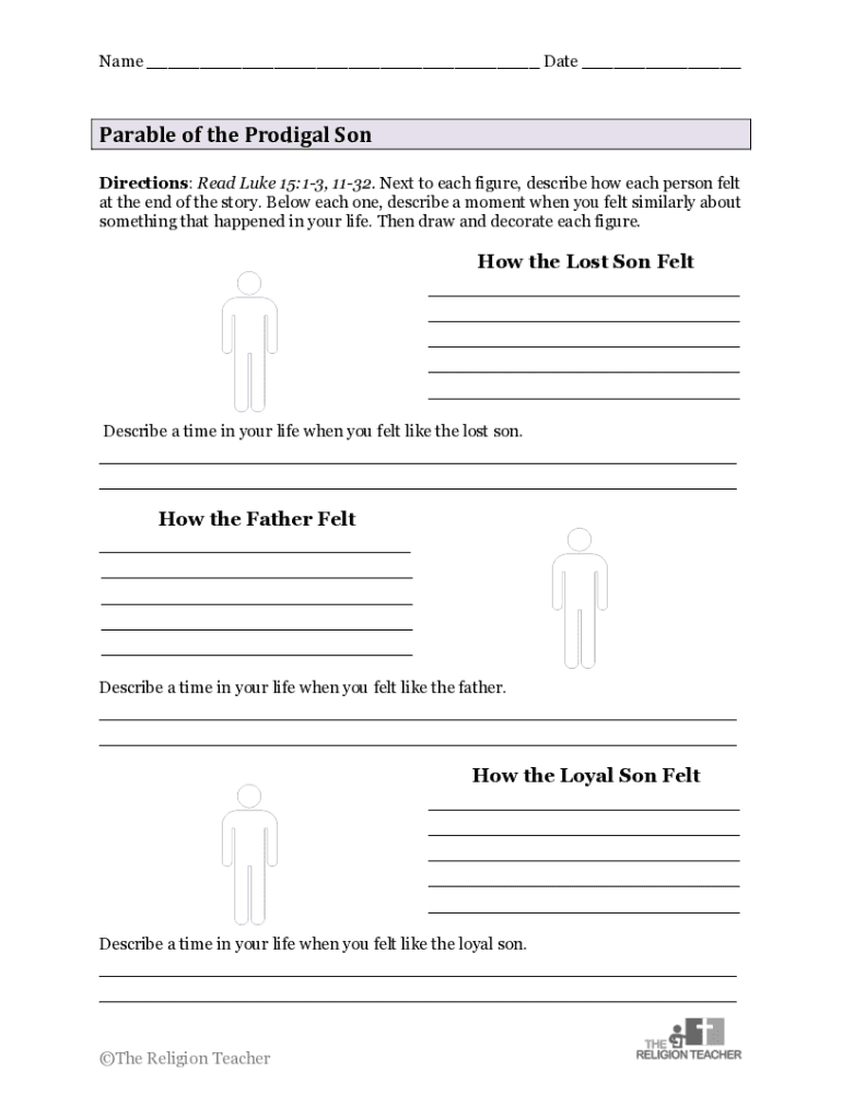 Fillable Online The Prodigal Son Parable Bible Story Verses & Meaning