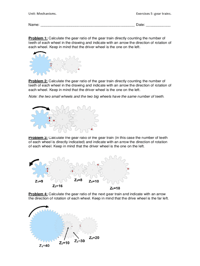 Fillable Online Gear Train Gear Ratio, Torque and Speed Calculations