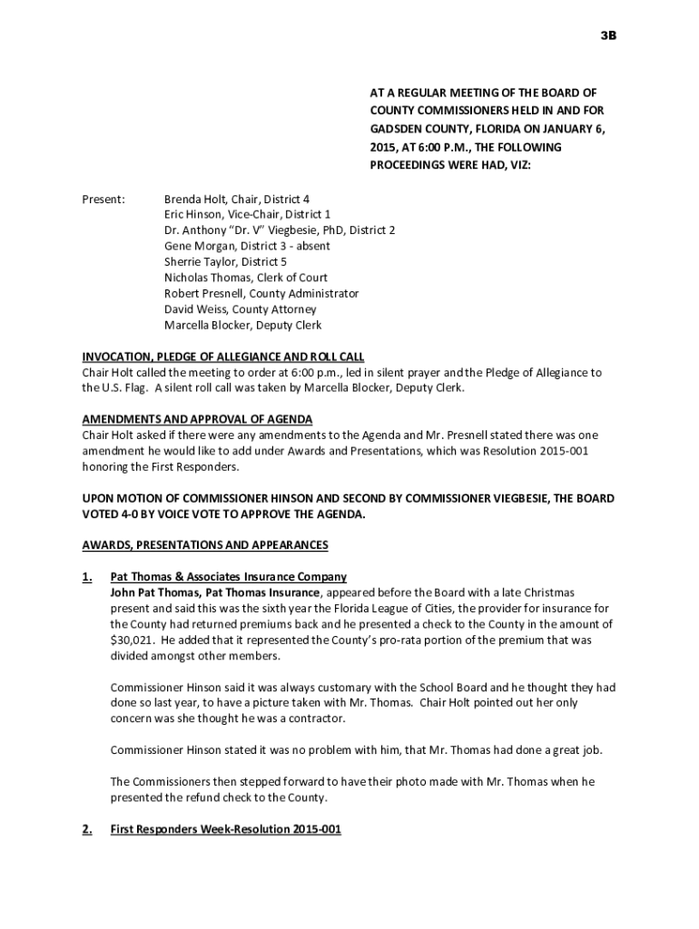 Fillable Online GADSDEN COUNTY, FLORIDA ON JANUARY 6, Fax Email Print