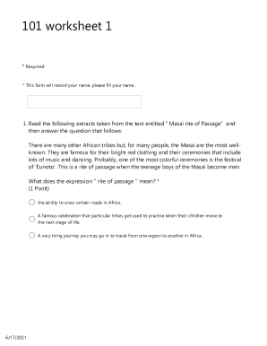 Fillable Online 101 worksheet 1 Fax Email Print - pdfFiller