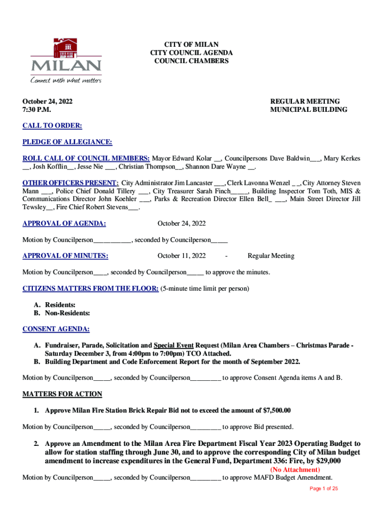 Fillable Online City of Milan, Michigan Government Fax Email Print