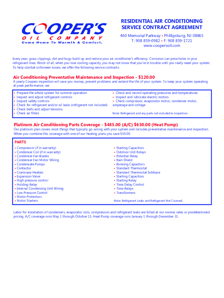 Fillable Online OIL BURNER SERVICE CONTRACT AGREEMENT Fax Email Print