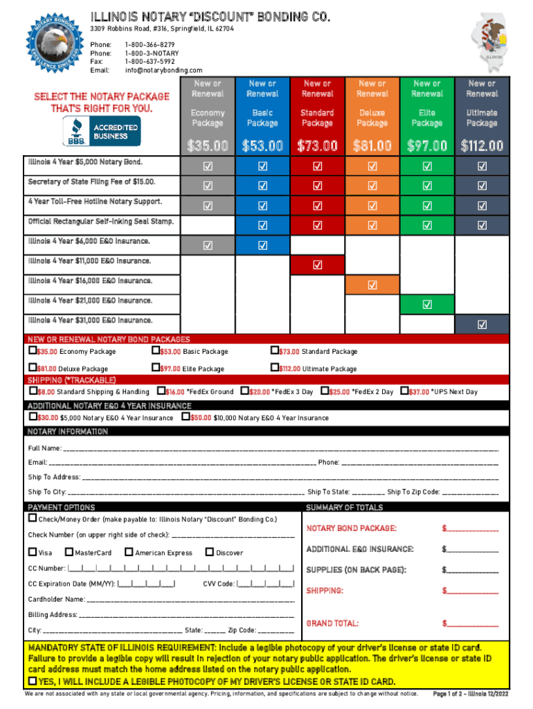 Fillable Online Illinois Notary Discount Bonding Co Form Fax Email