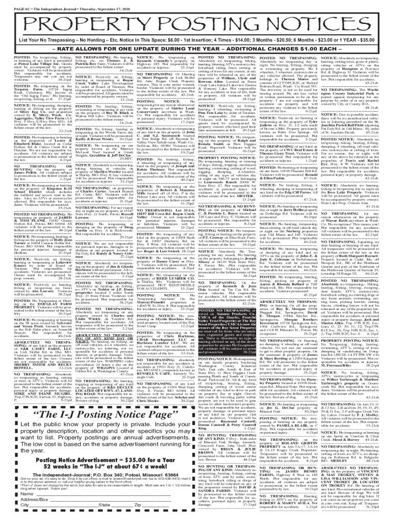 Fillable Online State By State Guide to No Trespassing Laws & Signage