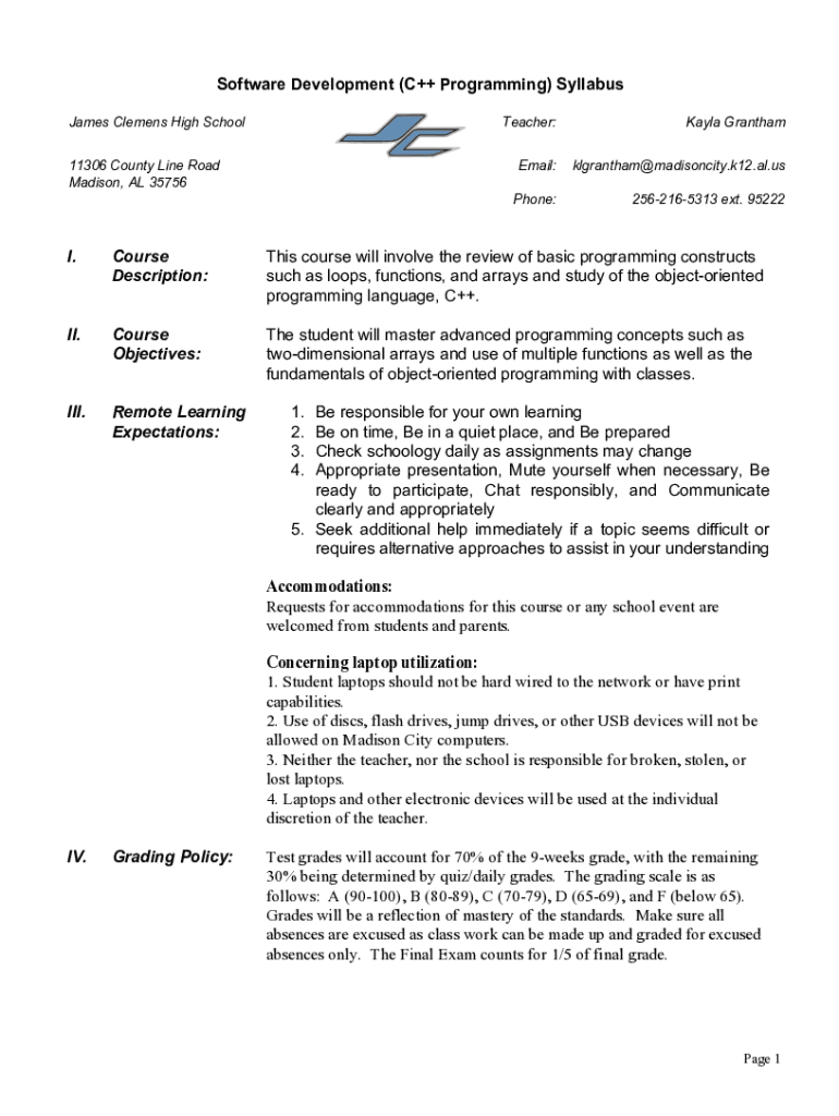 Fillable Online James Clemens High School / Homepage Fax Email Print