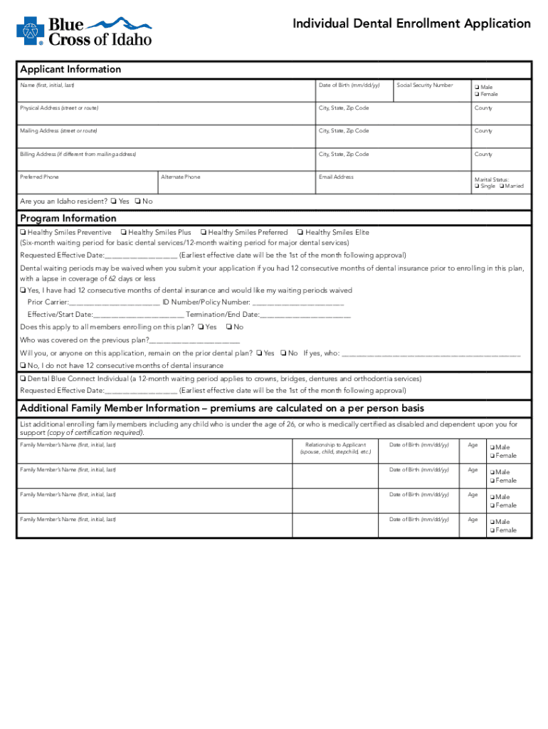 Fillable Online Individual Dental Claim Form Fax Email Print pdfFiller