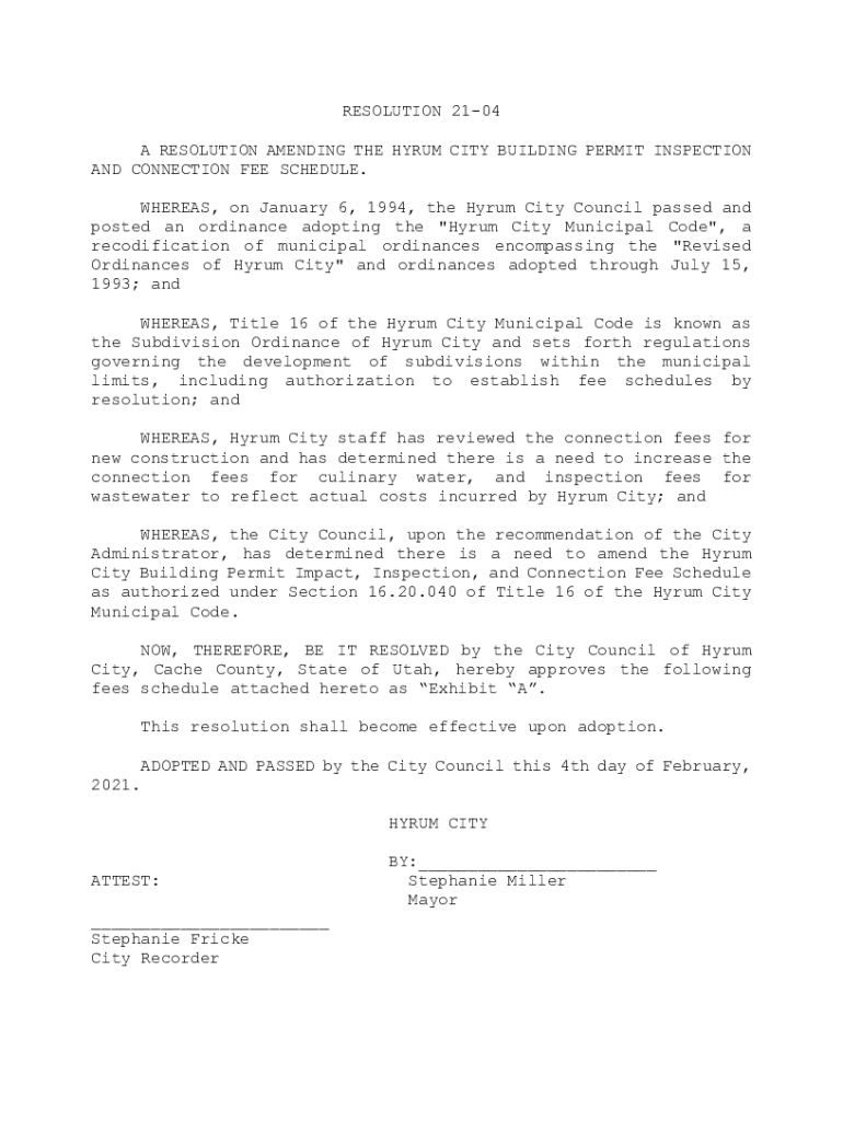 Fillable Online Resolution 2104 Fax Email Print pdfFiller