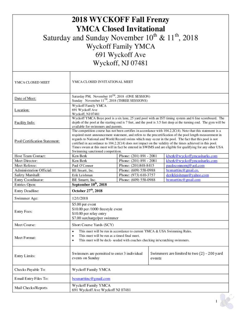 Fillable Online Events Wyckoff Family YMCA Fax Email Print pdfFiller