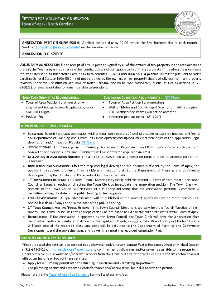 Fillable Online PETITION FOR VOLUNTARY ANNEXATION Application Fax