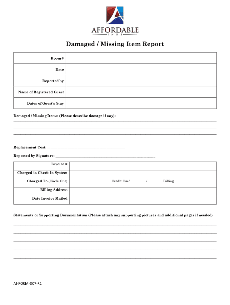 Fillable Online How do I file a claim for a missing or damaged item? Fax Email Print pdfFiller