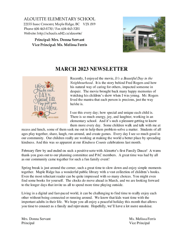 Fillable Online Alouette Elementary Maple Ridge Fax Email Print pdfFiller