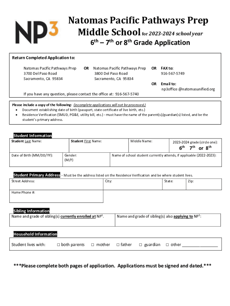 Fillable Online Sacramento Natomas Pacific Pathways Prep Middle