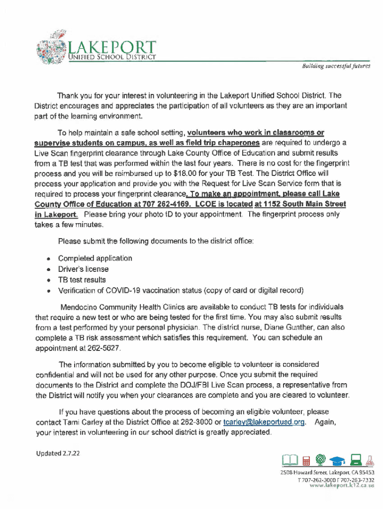Fillable Online lakeport unified school district Fax Email Print