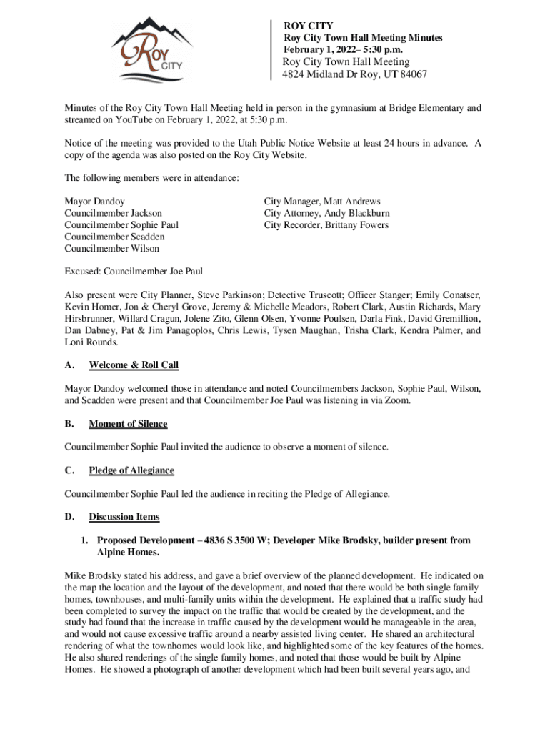 Fillable Online Roy city billing Fax Email Print pdfFiller