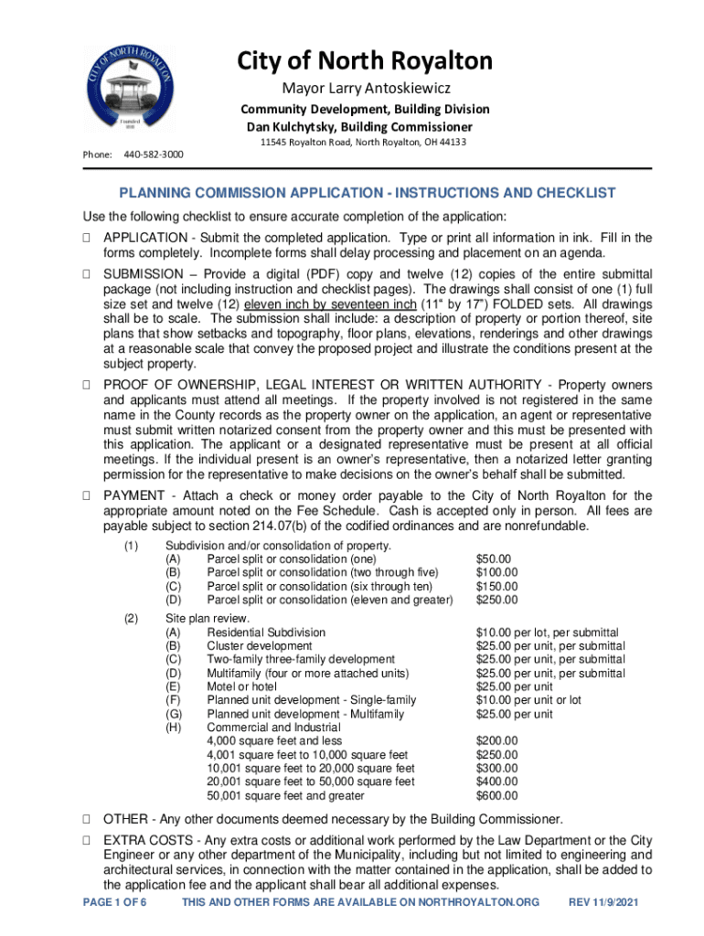 Fillable Online City of north royalton ohio building dept Fax Email