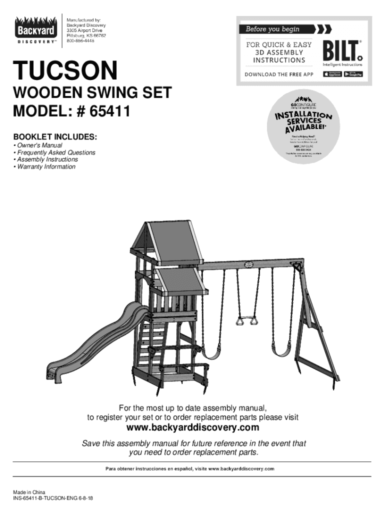Fillable Online Backyard Discovery Tucson Cedar Wooden Swing Set Box 1