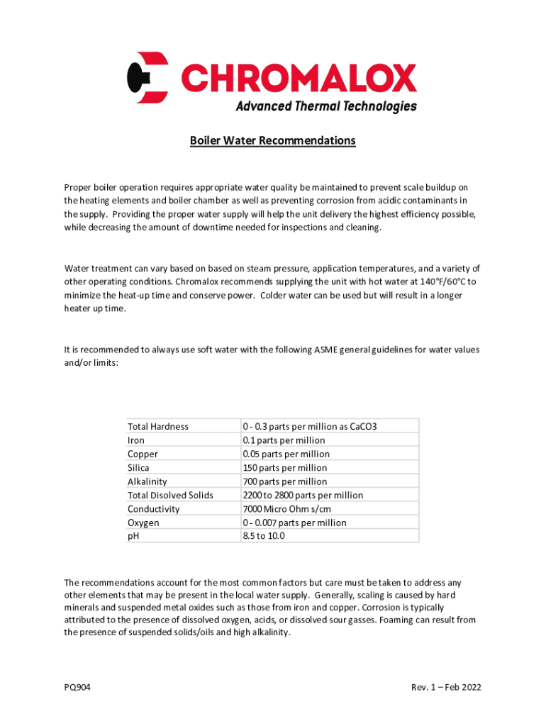 Fillable Online Boiler Water Treatment Guidelines; Columbia Boiler Co
