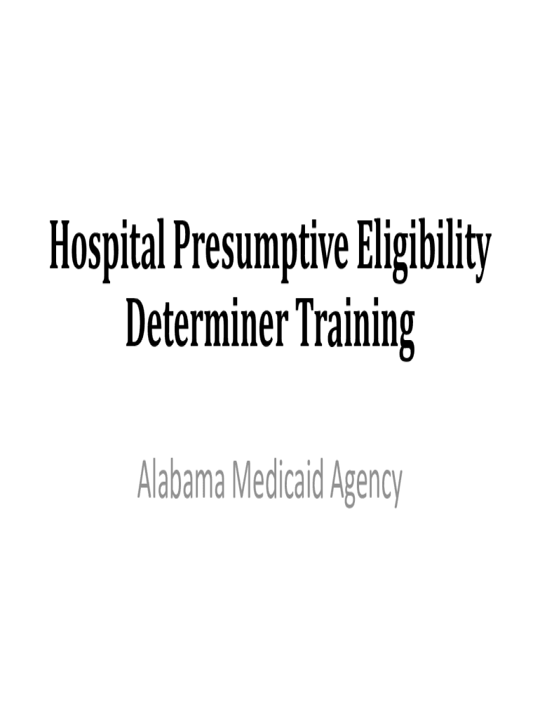 Fillable Online medicaid alabama Hospital Presumptive Eligibility