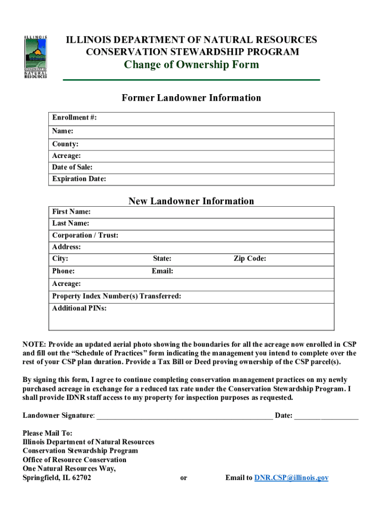 Fillable Online dnr illinois Conservation Stewardship Program Managing