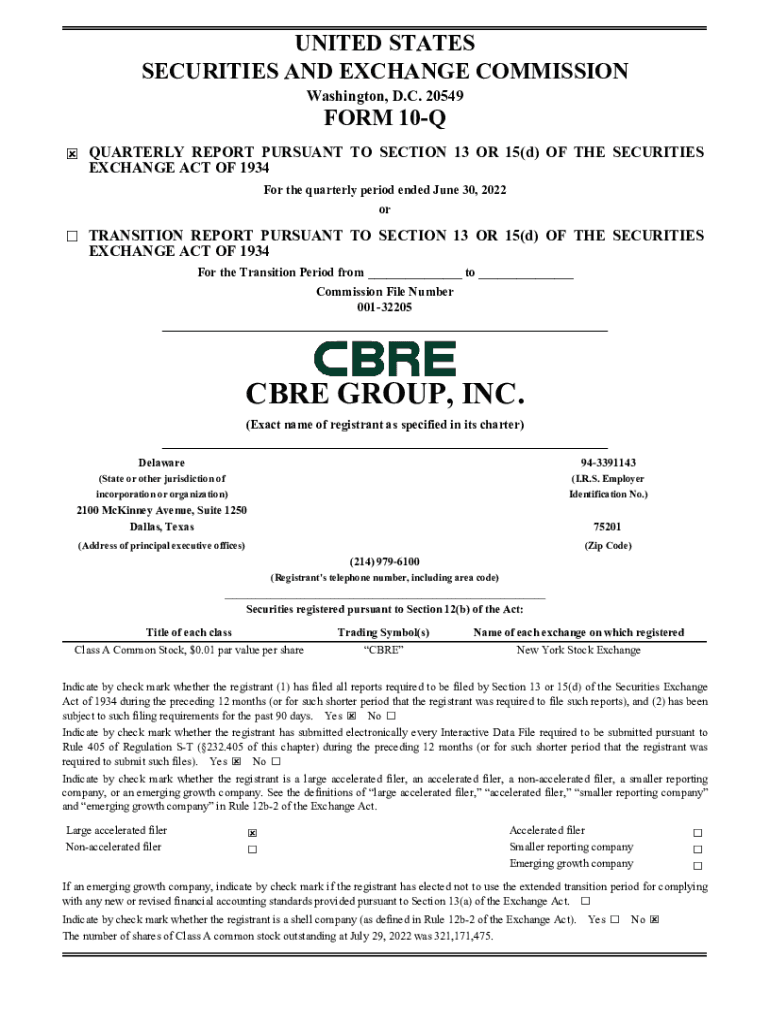 Fillable Online Q2'22 CBRE Earnings Release Fax Email Print pdfFiller
