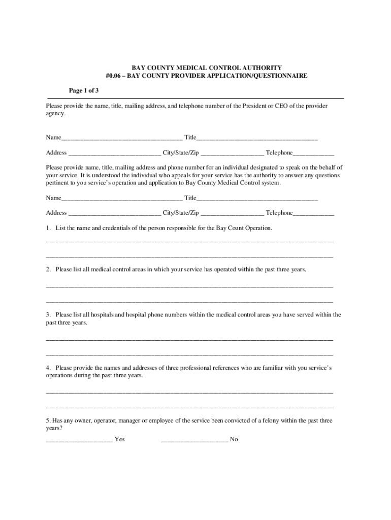 Fillable Online Emergency Medical Services (EMS)Bay County, FL Fax