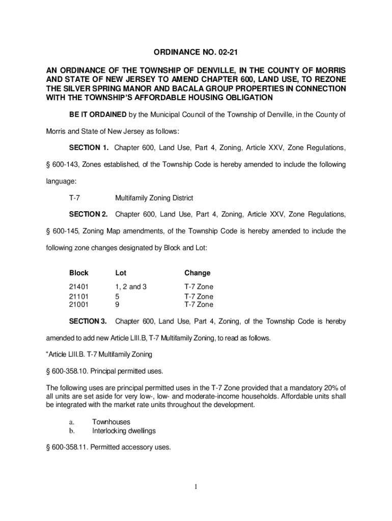 Fillable Online Township of Denville, NJ Land Use eCode360 Fax Email