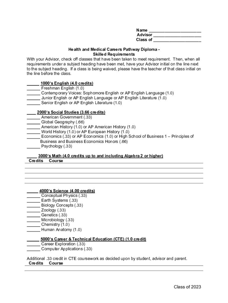 Fillable Online What Are the 5 Health Science Career Pathways? Fax