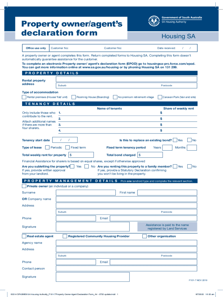 Fillable Online Residential property declaration form needs to be