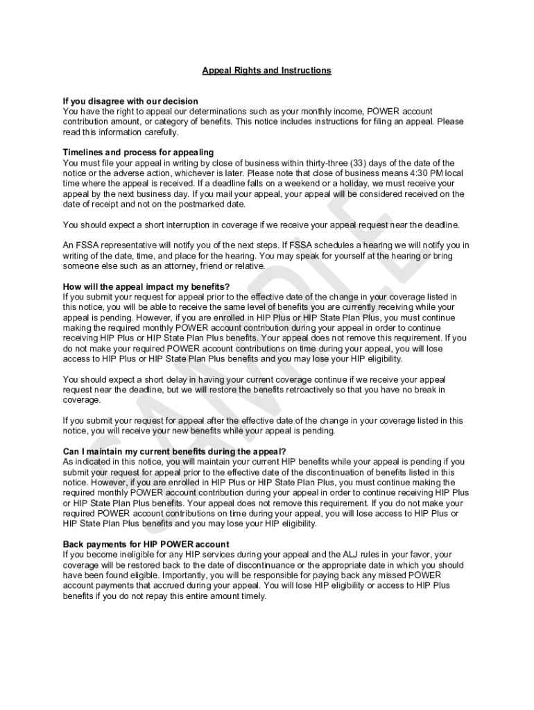 Fillable Online Appeal Rights and Instructions. Appeal Rights and