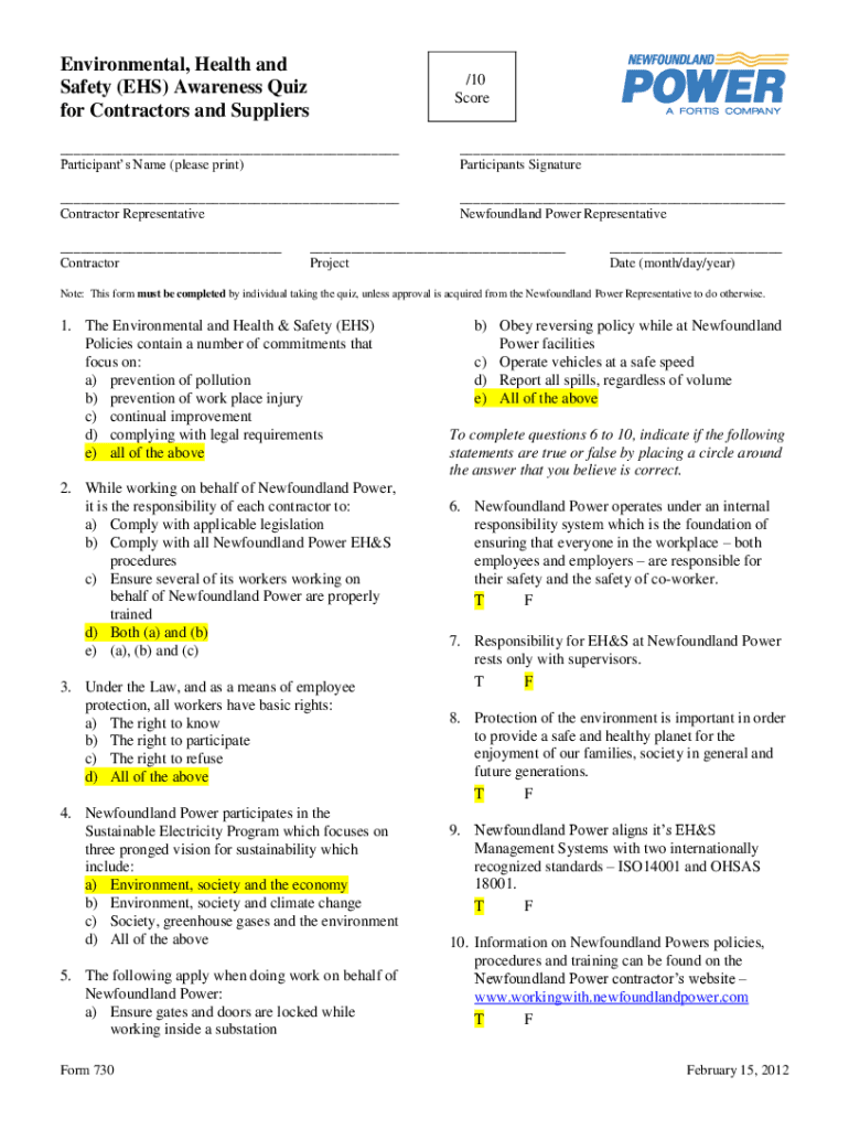 Fillable Online Contractor Safety Evaluation Form Fax Email Print