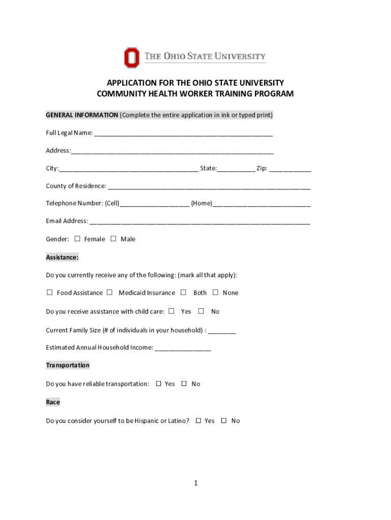 Fillable Online nursing osu application for the ohio state university