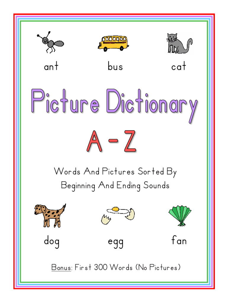 Fillable Online Learn A to Z 3 words in English (my first picture