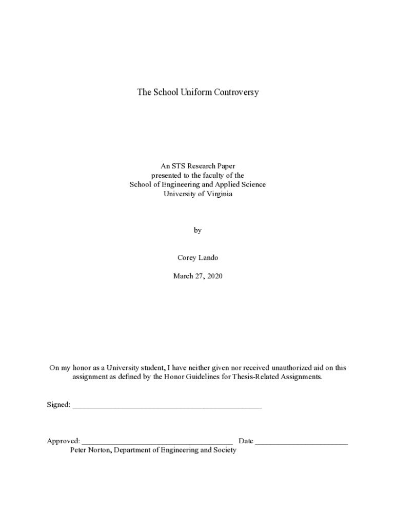 Fillable Online The School Uniform Controversy Fax Email Print pdfFiller