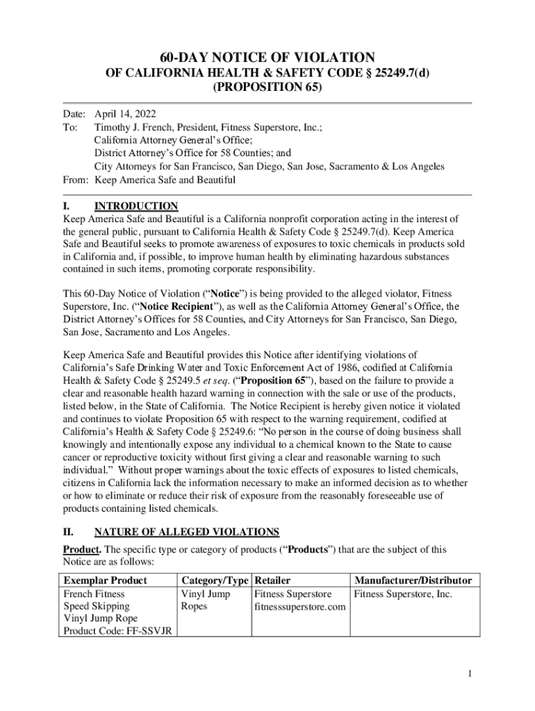 Fillable Online oag ca proposition 65 settlement agreement Fax Email