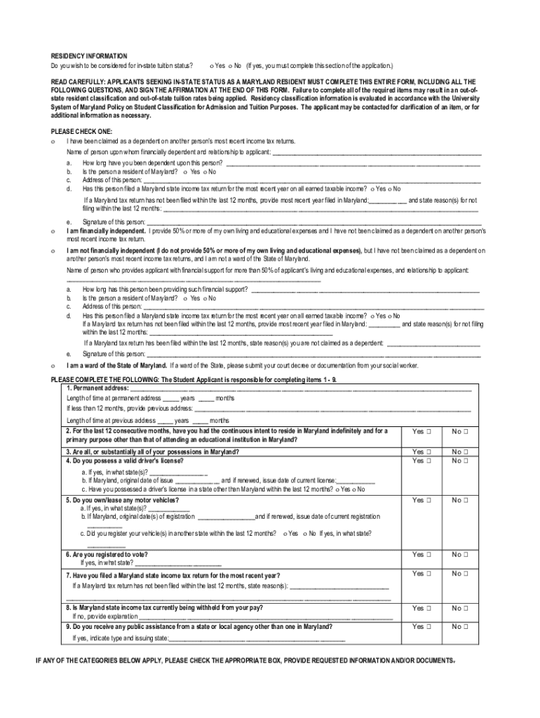 Fillable Online How to Decide If Establishing Residency for InState Fax Email Print pdfFiller